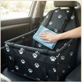 Seggiolino auto per cani FidoFresco con fantasia a impronte